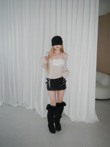 lily mesh shirring bolero top(2 color) 