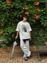 [A-T0249] バンダナキャットモノクロ半袖Tシャツ (2色)