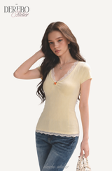 バナナ レース Vネック 半袖Tシャツ