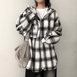 Tring Oversized Fit Tartan Checkered Hooded Shirt