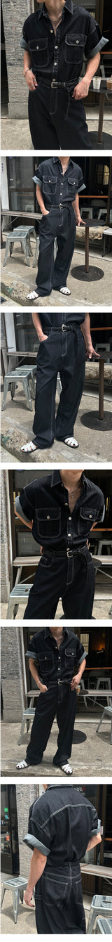 [SET UP] Linen stitch capender wide pants