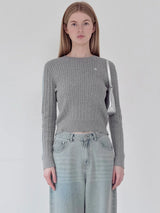 KIRSH PLAIN LINE POINT CABLE KNIT - GRAY 