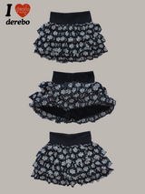 フラワーフリルカンカンバンディングミニスカート