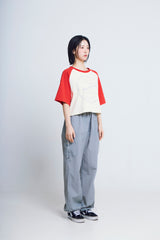 サイクルプリントラグラン ½Tシャツ (red/ivory)