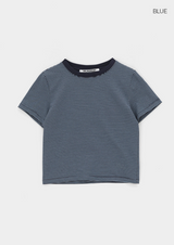 [B-BASIC] Stripe Cap Sleeve Short Sleeve T-shirt 2SIZE