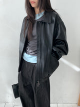 Curved overfit leather jacket