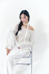 Knit Tie Long Sleeve Set Ivory