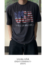 ウニドUSAレタリングショートスリーブTシャツ