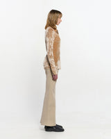 Embroidered Velvet Slim Shirt _ BEIGE