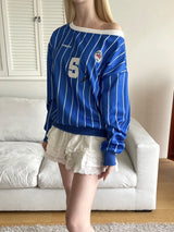 1459. Number stripe one shoulder mtm (3color)