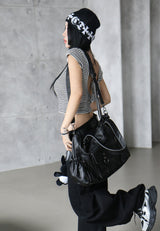 [UNISEX] カーペンターブラックデニムワイドパンツ