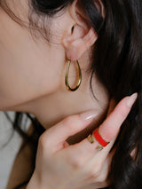 RV- Classic Oval Hoop Earrings_L _Silver