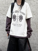 ガーゴイルカラーブロックレイヤードロングスリーブTシャツ