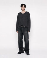 (UNISEX) Rivet Ribbed Long Sleeve