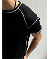 [MUSCLE FIT] ステッチラインハーフTシャツ(4color)
