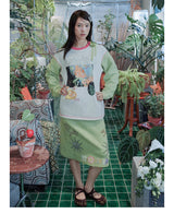 【即日発送】UnsocialNight original design autumn and winter Ollie frog oliwa co-branded illustration printed sweatshirt set for women 