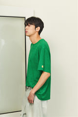 ALARM STRIPE TERRY T SHIRT GREEN_UNISEX