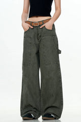 Patchwork Wide-Leg Cargo Pants