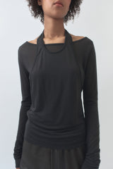 Halter Layered Long Sleeve / Charcoal
