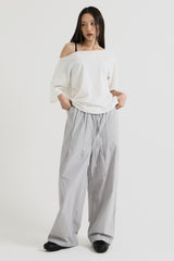 ワンショルダーTシャツ, White