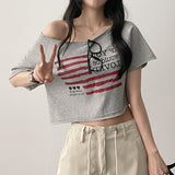 Risch Unbalanced Shoulder Short Sleeve T-Shirt