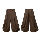 RELABEL (Dream Bud) Tencel Acetate Balloon-Pleated Deconstructed Cropped Casual Trousers