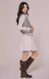 シンプルラインニットベスト (Light Gray)
