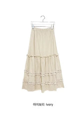 Jibram Frill Tiered Flower Banding Long Skirt