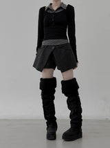 Striped Shirt Layered Boat Neck Tee