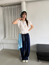 pintuck wide track pants 