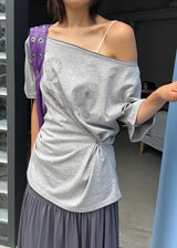 SHELL SHIRRING OFF TEE