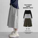 Lovely Hip Rivet Layered Pocket cargo Bermuda Banding Pants (3 colors)