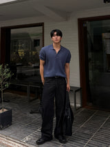 Robe skash collar short-sleeved knitwear