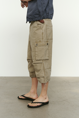 ヴィンテージ ミリタリー カプリ カーゴパンツ(Washed Beige)