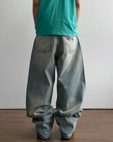 Sticker Print Denim Pants
