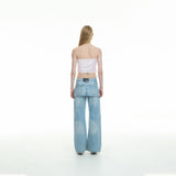 sai logo satin hotfix strapless top