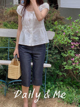 Cotton shirring blouse(2color)
