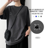cat embroidered short-sleeved shirt