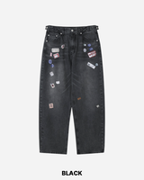 Sticker Print Denim Pants