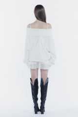 スペルオフショルダースウェットシャツ white