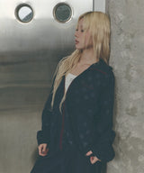 Dot Asymmetric Cutout Windbreaker [Navy]