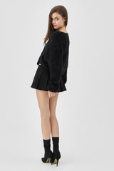 Classic sugarplum hairy cardigan, Black