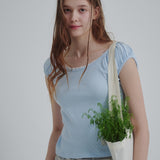 Puff U-neck T-shirt (Blue)