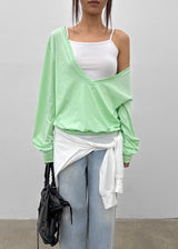 [MADE] Roni's Deep V-neck Summer Cotton Long Sleeve Tee
