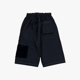 reverse terry pocket denim capri shorts_black
