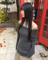 スミンウールモヘアフォルドオフショルダーニット