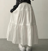 Leaf Waist Banding Line Flare Shirling Kang Kang Long Skirt