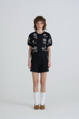 Rose half cardigan_charcoal
