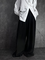 double-pleated long wide slacks