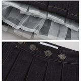 rirri Raw Denim Straight-leg Versatile Jeans with Detachable Pleated Waist Skirt